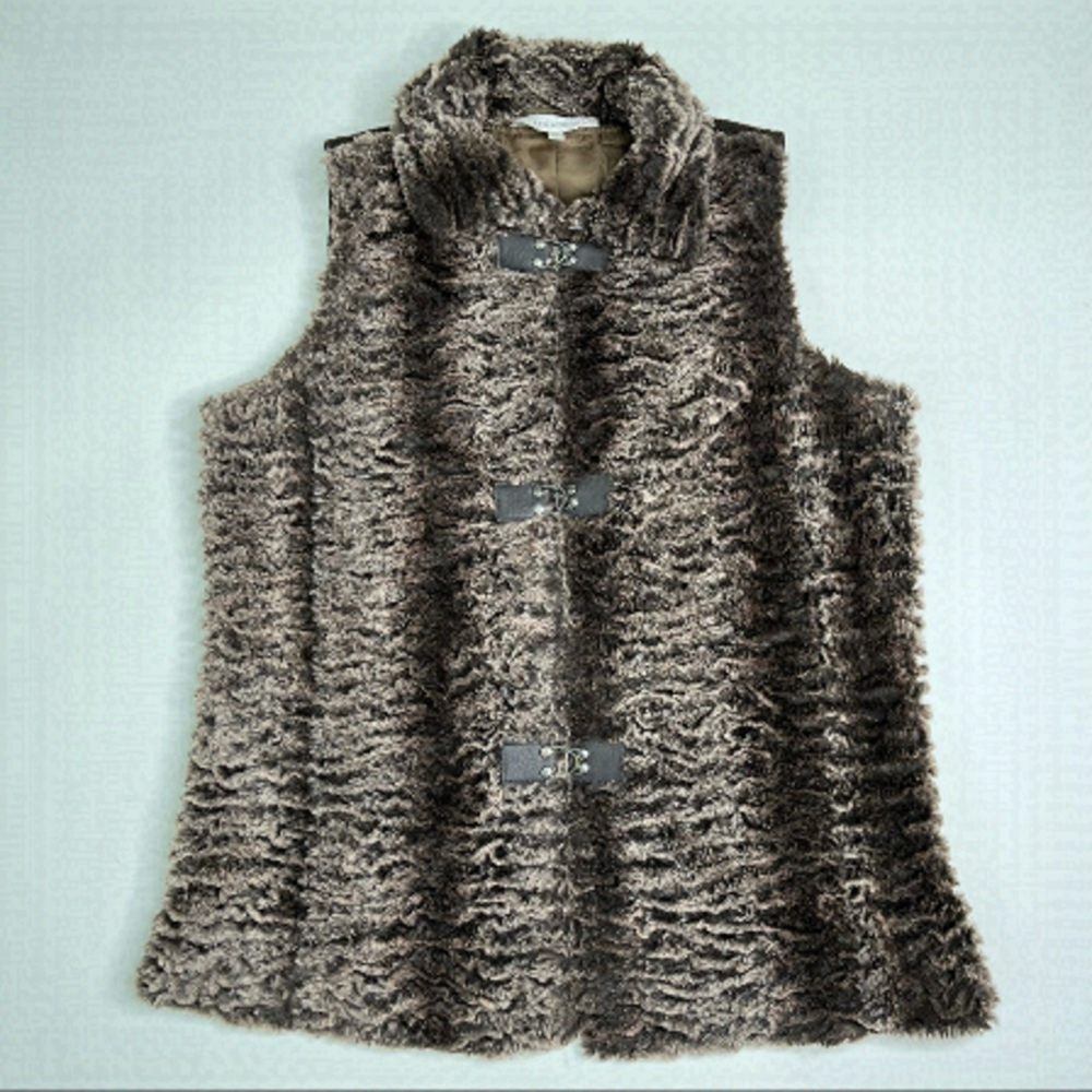 Northern REFLECTIONS Game of Thrones Brown Furry Leather Latch Knit Back Vest